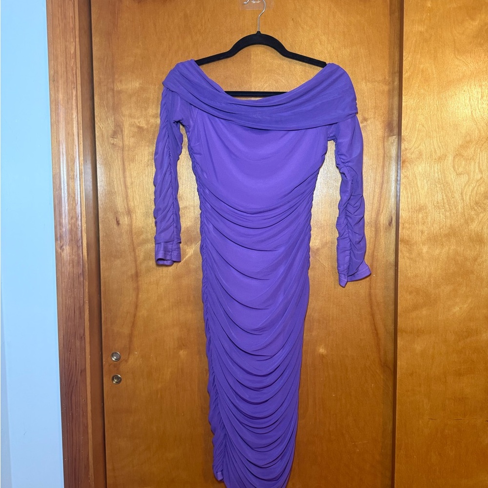 Elegant Purple Off-Shoulder Dress